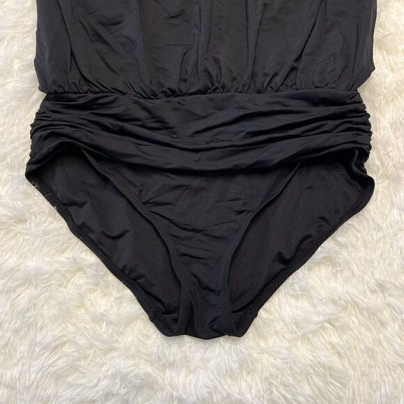 Vince Camuto Black Cruise Draped V-Neck Plunge Swimsuit - Picture 6 of 10